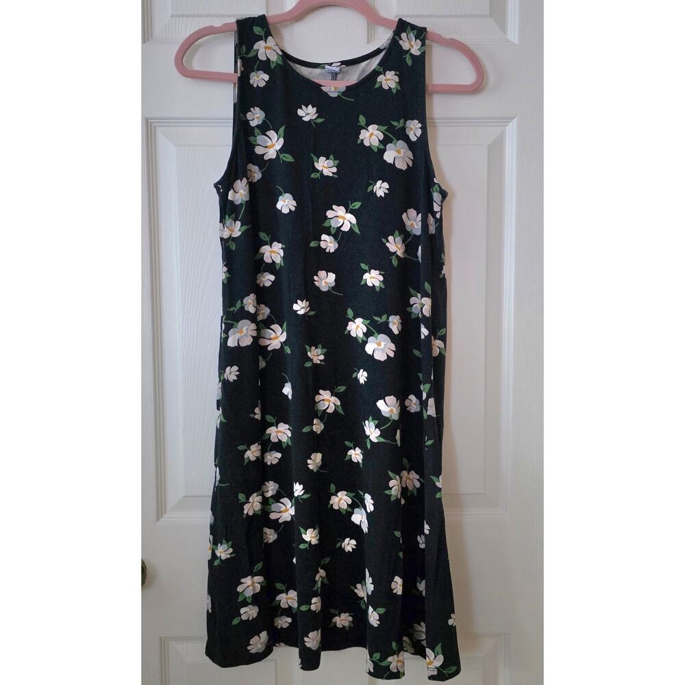 Old Navy Sleeveless Black Floral Print Dress Size Large